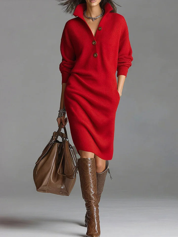 Women's Button Ribbed Dress