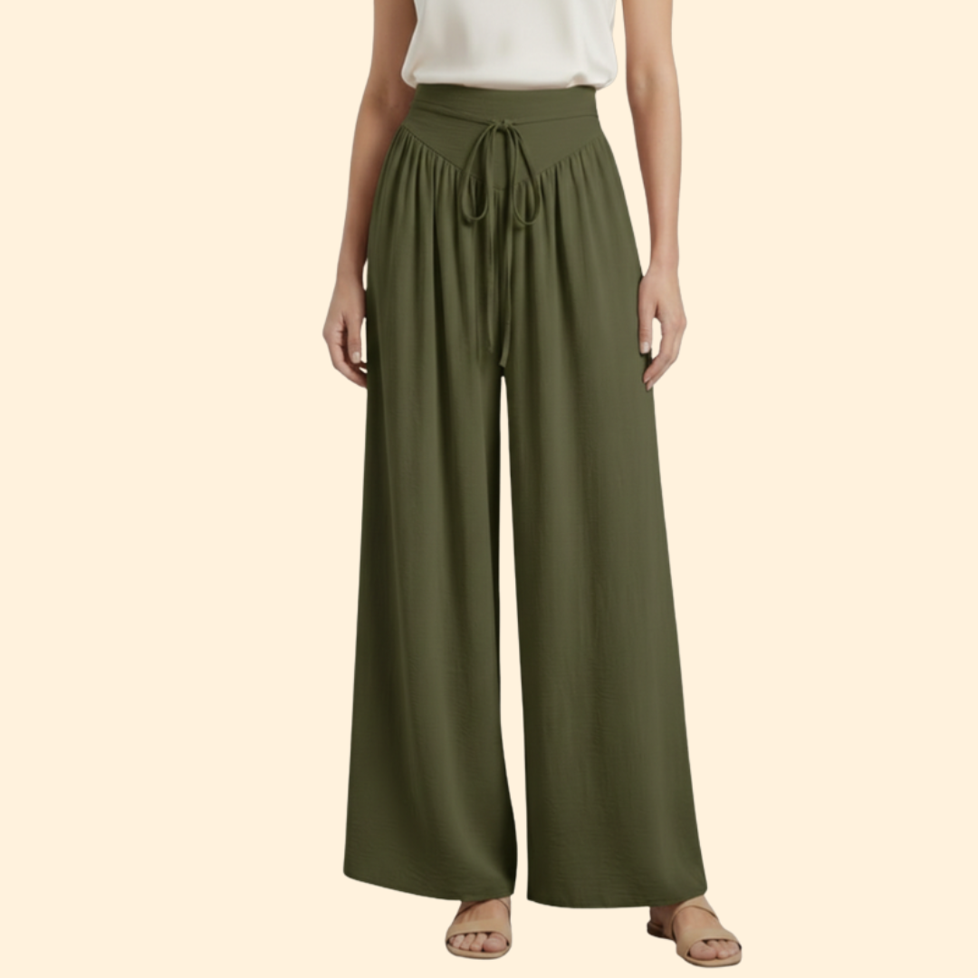 Women's Stylish Drawstring Wide-Leg Trousers