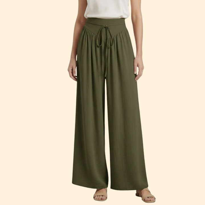 Women's Stylish Drawstring Wide-Leg Trousers