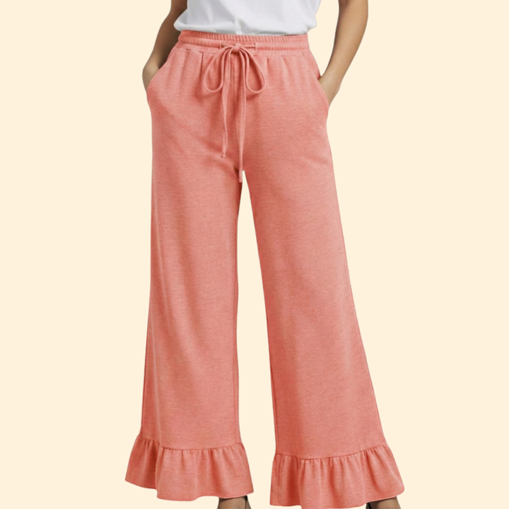 Women's Chic Ruffled Palazzo Trousers