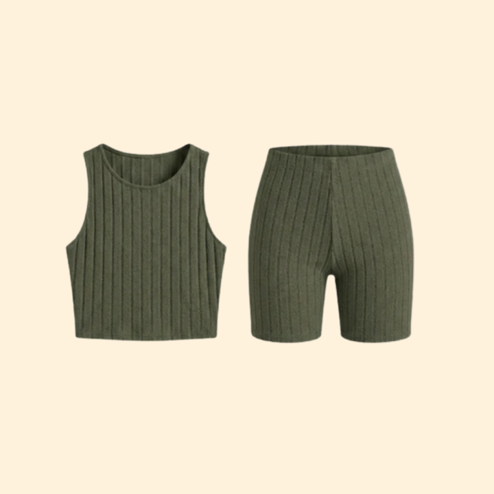 Women's Ribbed Crop Top & Shorts Set