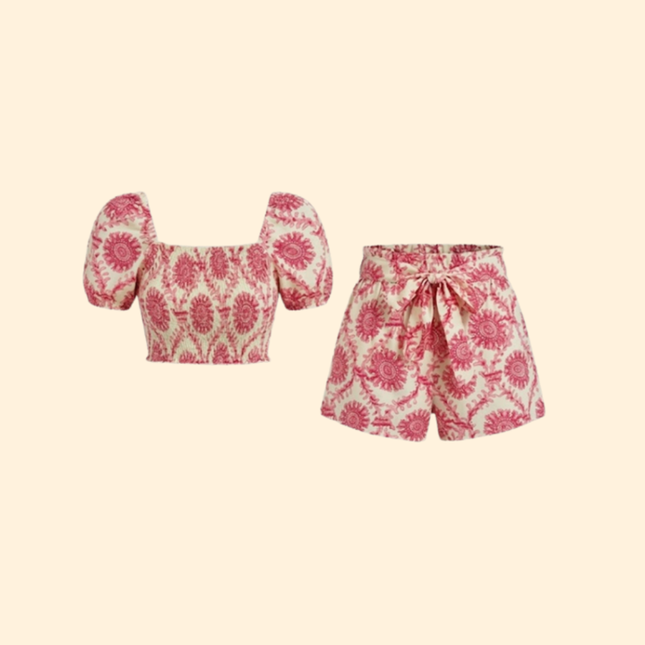 Women's Floral Crop Top & Skirt Set