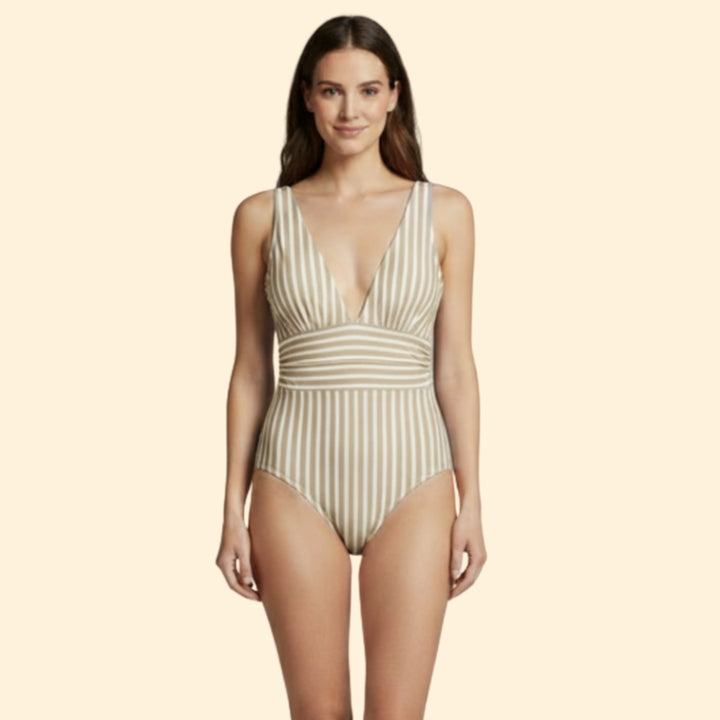 Women's Striped Wrap Swimsuit