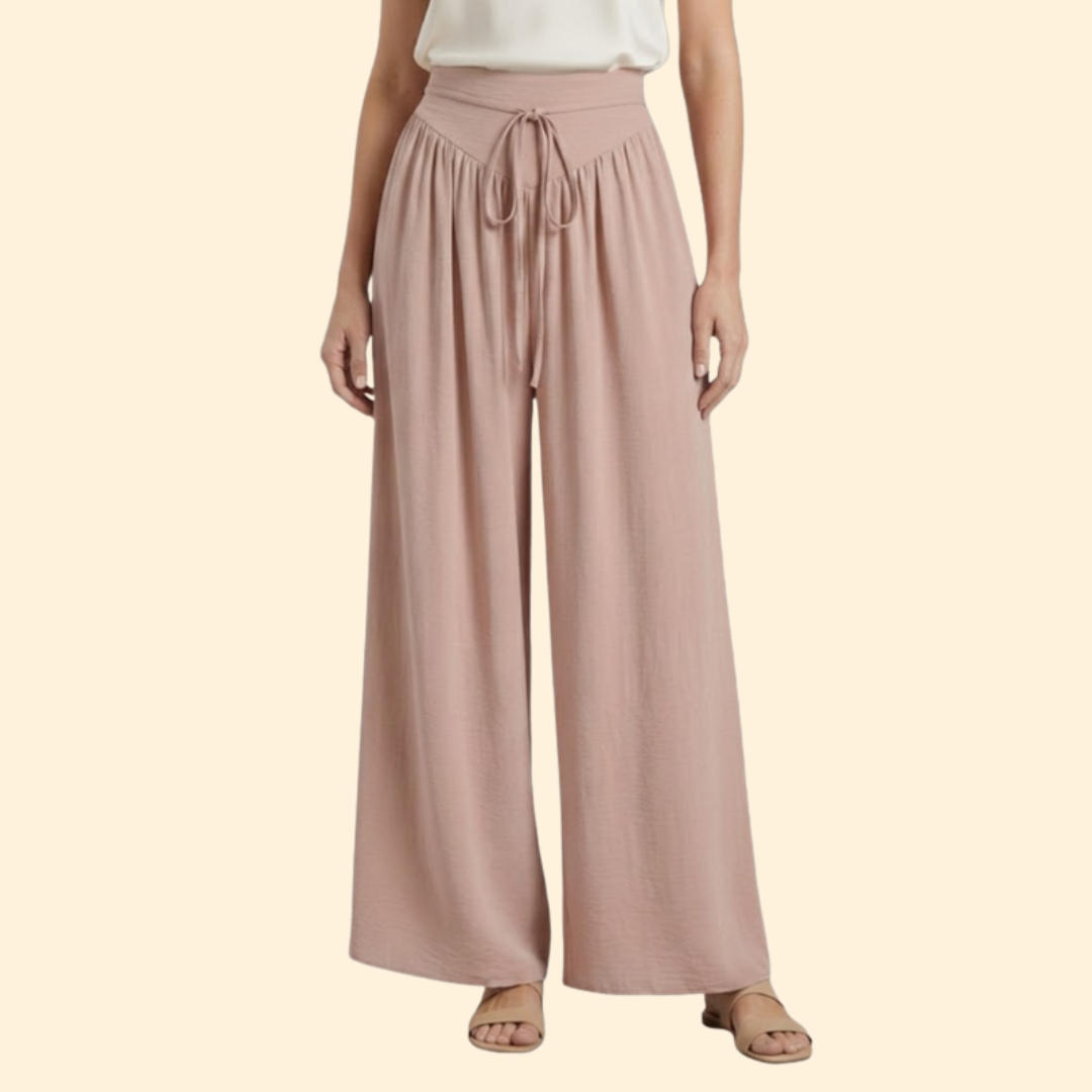 Women's Stylish Drawstring Wide-Leg Trousers