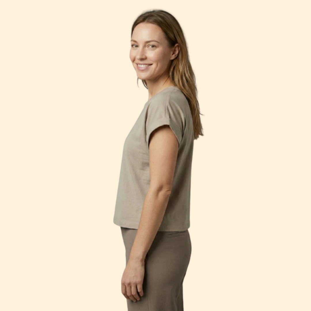 Women's Casual Rolled Sleeve Crop Top