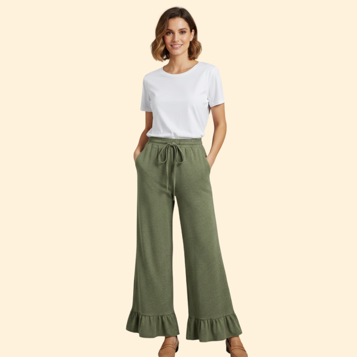 Women's Chic Ruffled Palazzo Trousers