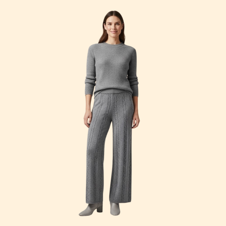 Women's Cozy Ribbed Palazzo Trousers