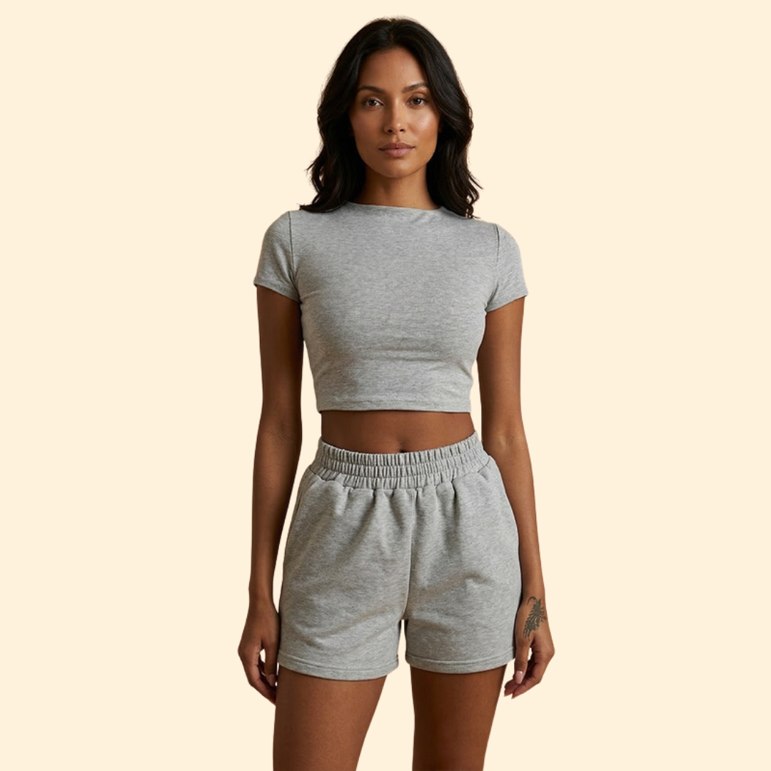 Women's Casual Crop Top & Shorts