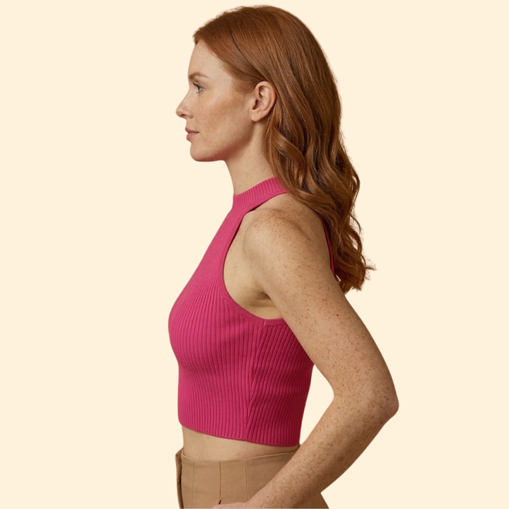 Women's Ribbed High Neck Top