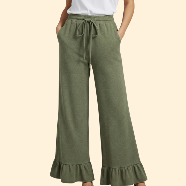 Women's Chic Ruffled Palazzo Trousers