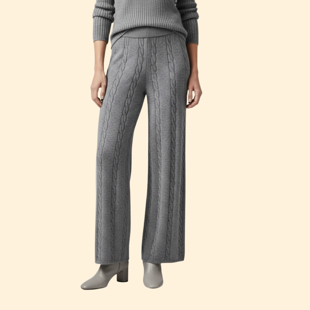 Women's Cozy Ribbed Palazzo Trousers