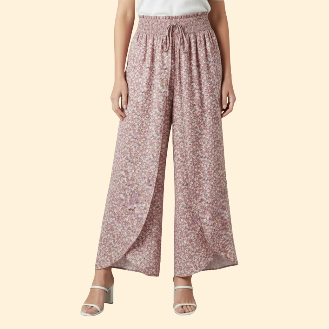 Women's Chic Floral Palazzo Trousers