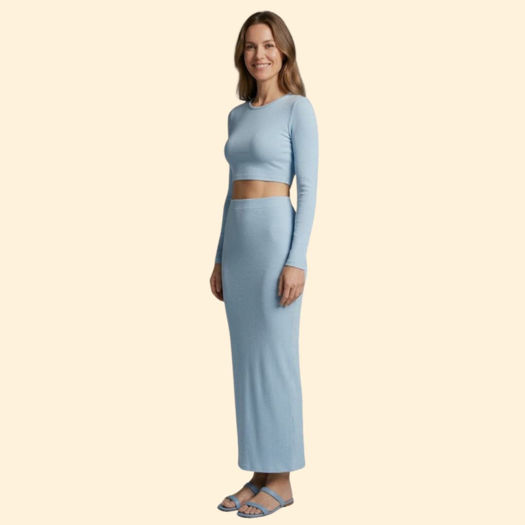 Women's Ribbed Crop Top & Maxi Set