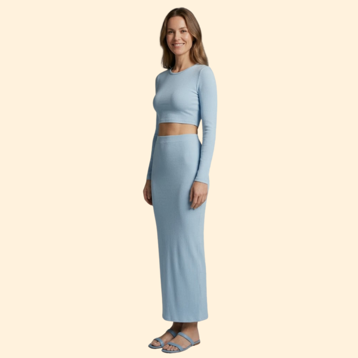Women's Ribbed Crop Top & Maxi Set