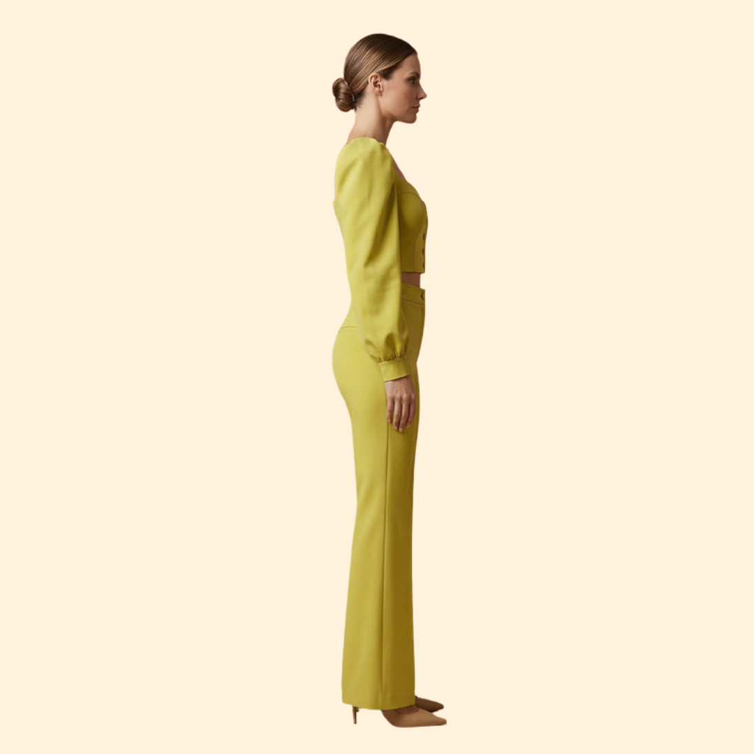 Women's Button-Up Crop Top & Pants Set