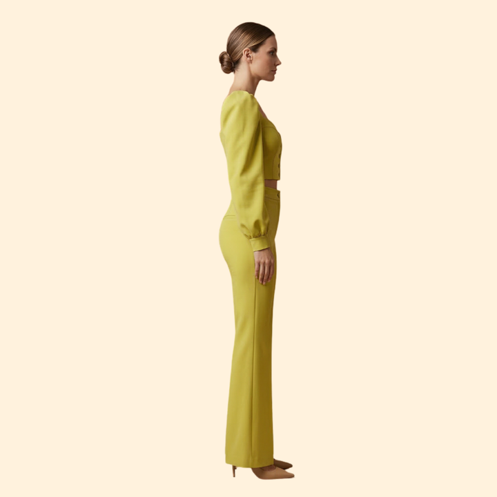 Women's Button-Up Crop Top & Pants Set