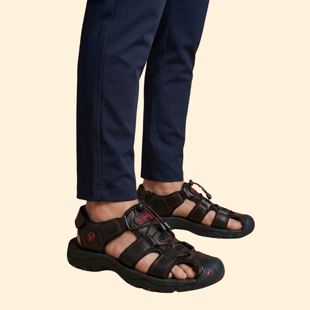 Men's Cowhide Closed Toe Sandals