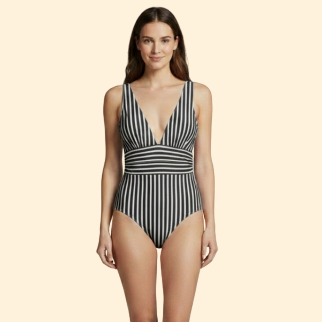 Women's Striped Wrap Swimsuit