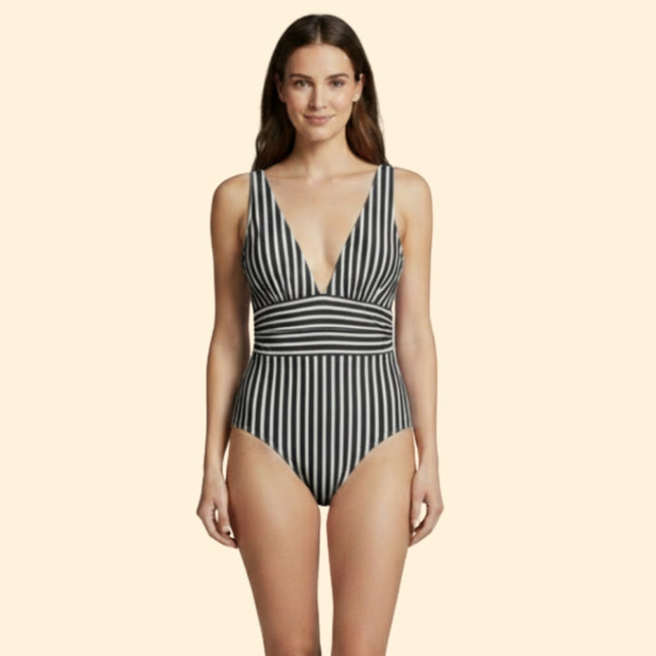 Women's Striped Wrap Swimsuit
