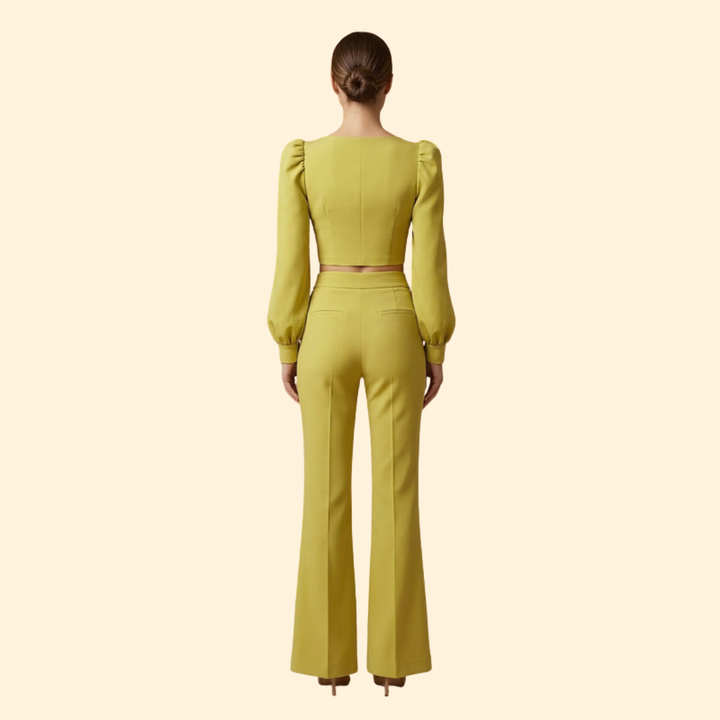 Women's Button-Up Crop Top & Pants Set