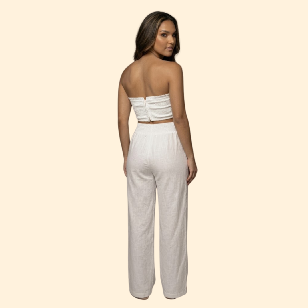 Women's Ruched Crop Top & Pants Set