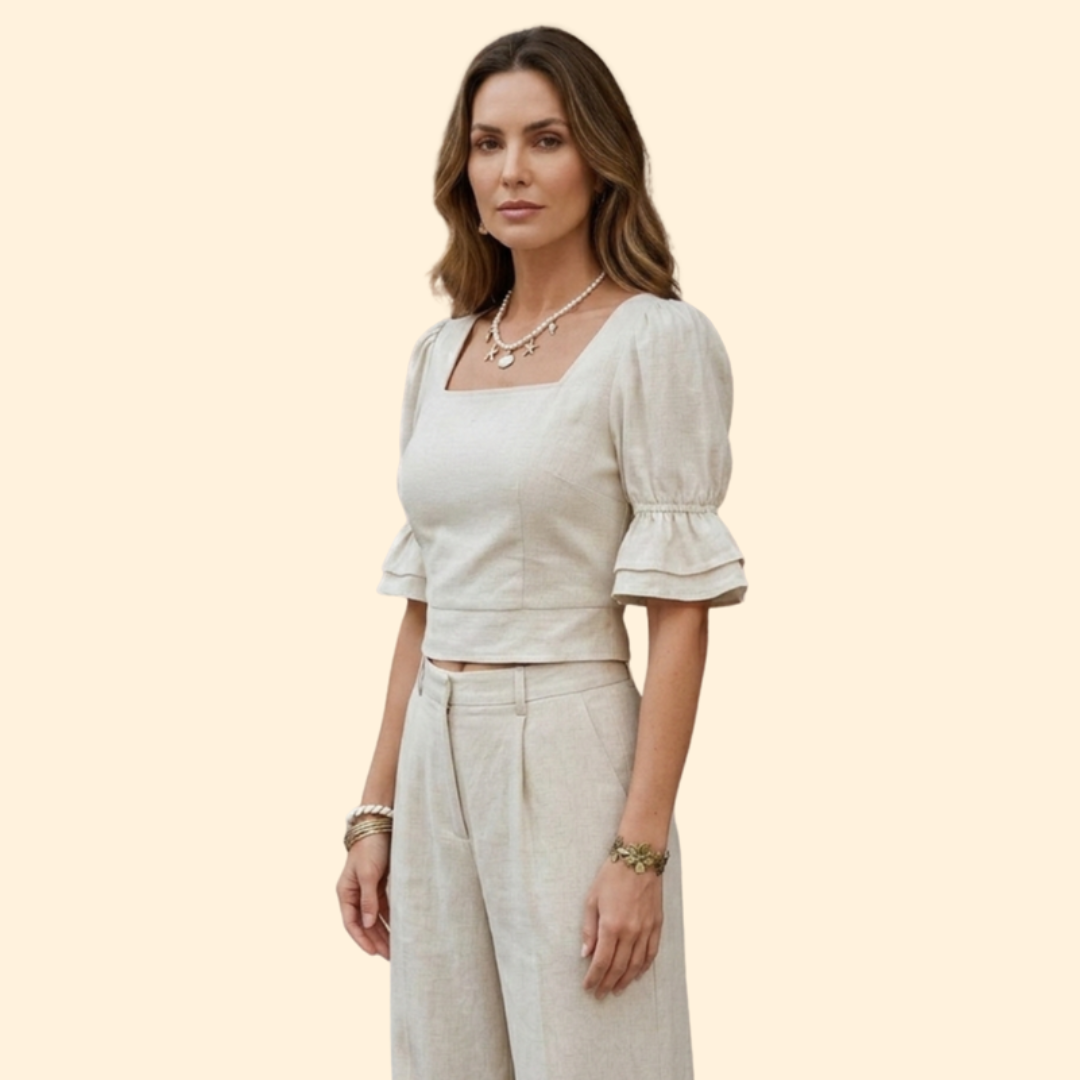 Women's Puff Sleeve Crop Chic