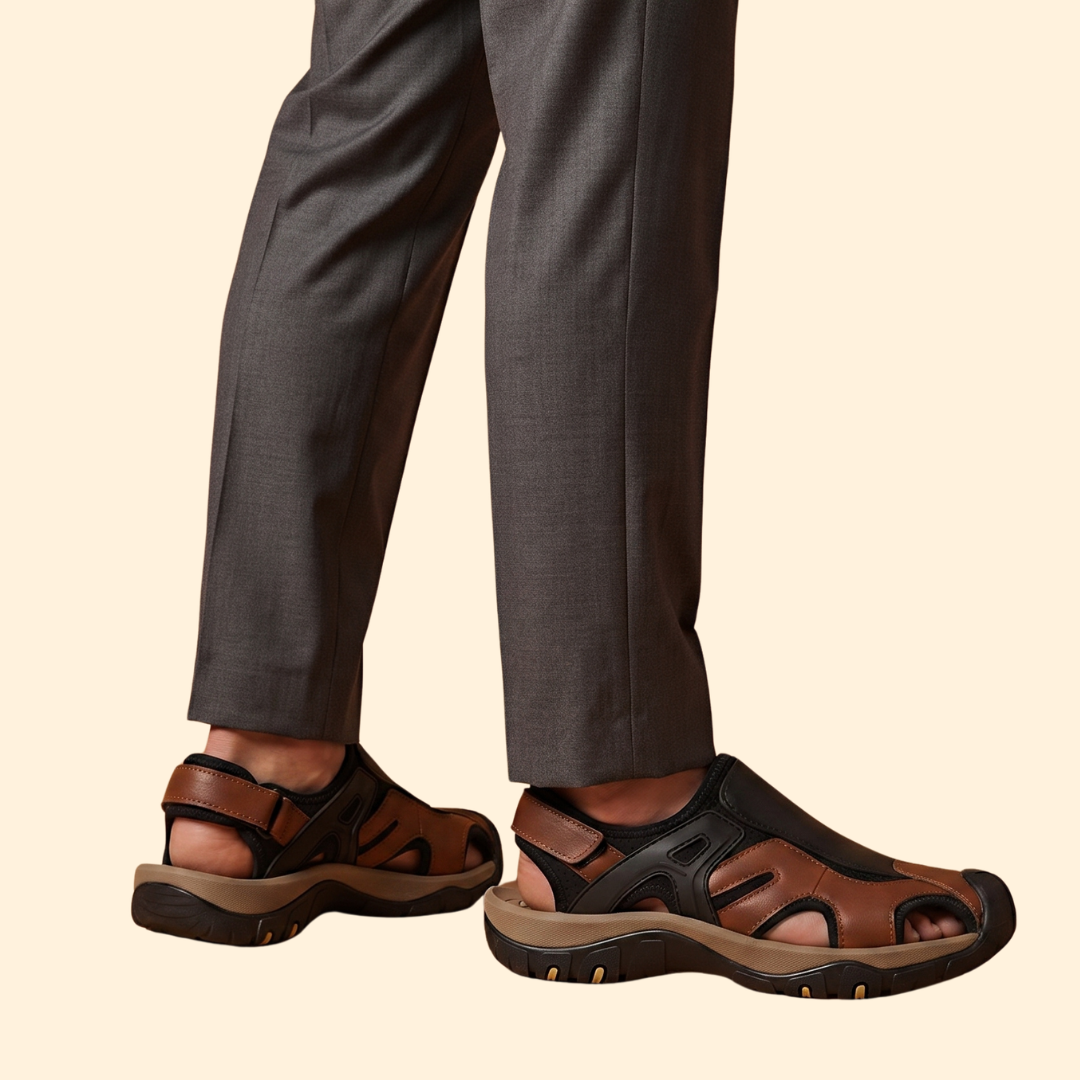 Men's Leather Closed-Toe Sandals