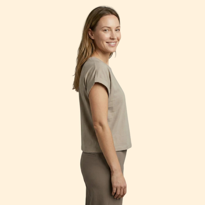 Women's Casual Rolled Sleeve Crop Top