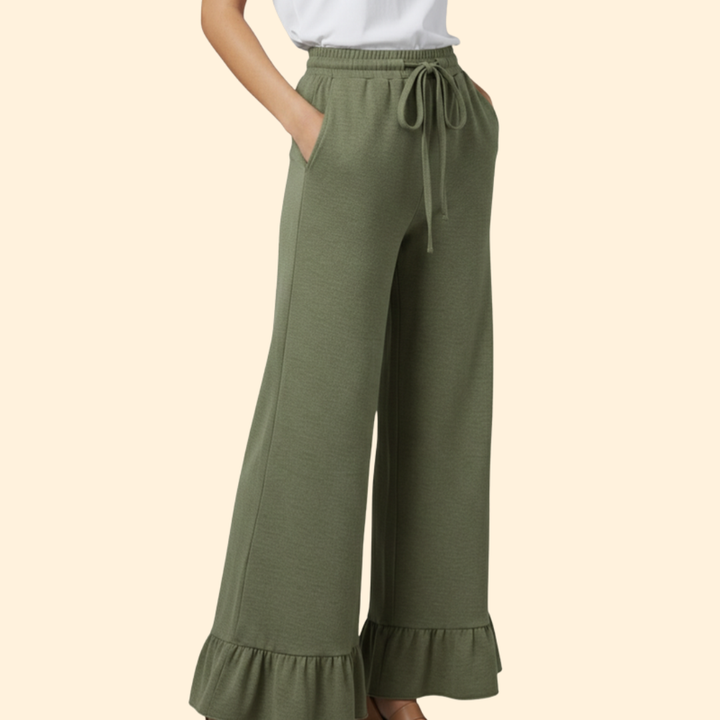 Women's Chic Ruffled Palazzo Trousers