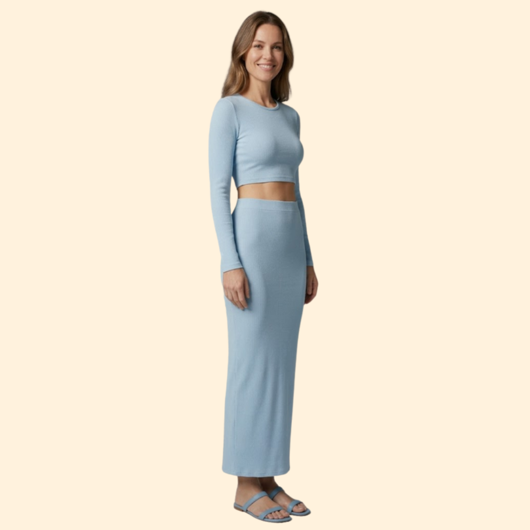 Women's Ribbed Crop Top & Maxi Set