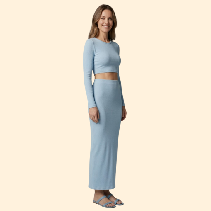 Women's Ribbed Crop Top & Maxi Set