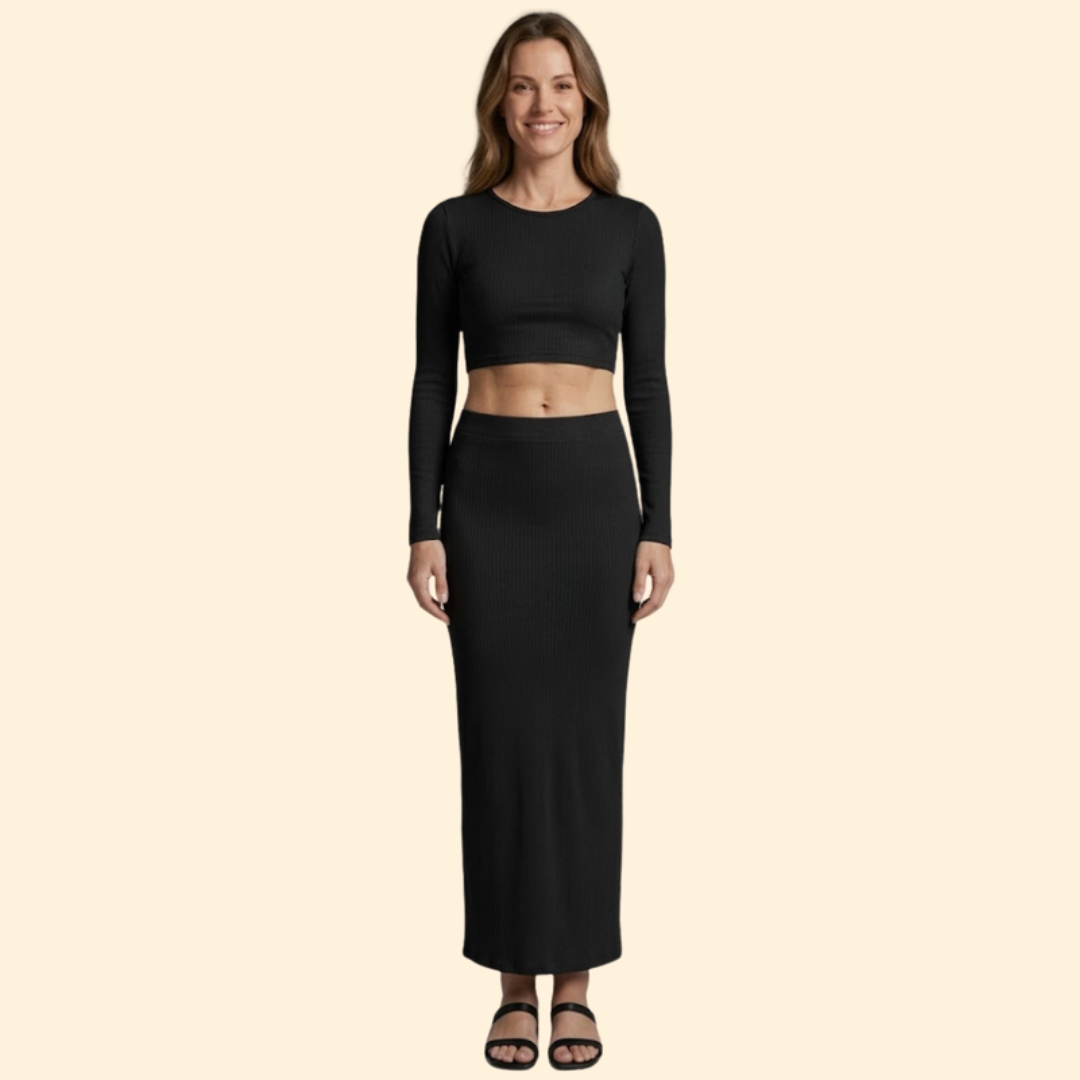 Women's Ribbed Crop Top & Maxi Set