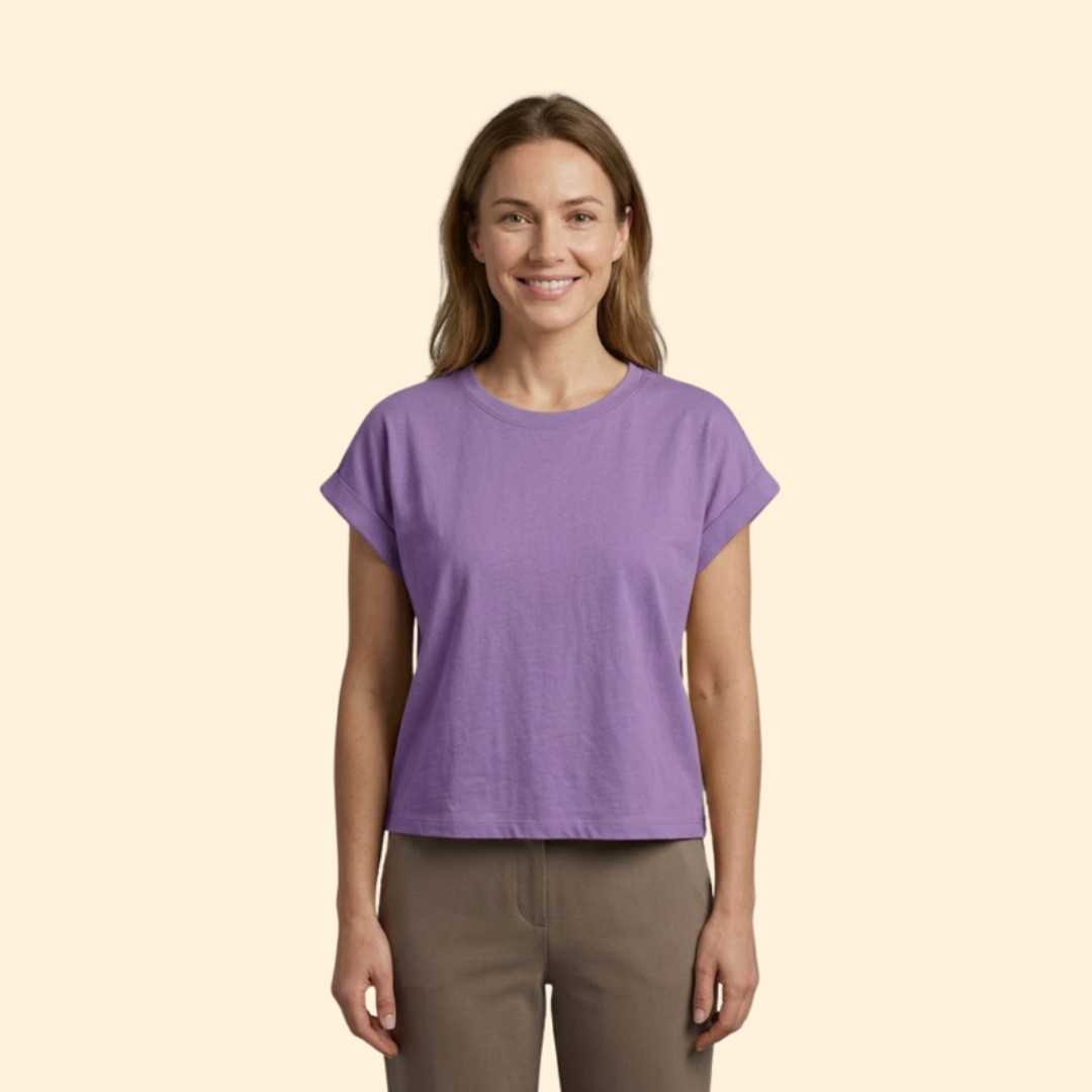 Women's Casual Rolled Sleeve Crop Top
