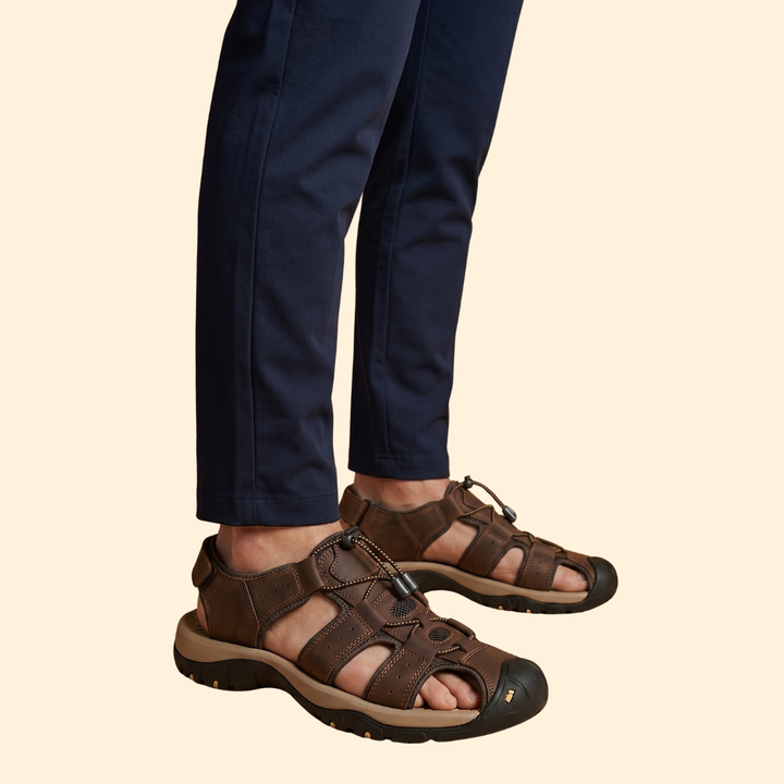 Men's Cowhide Closed Toe Sandals