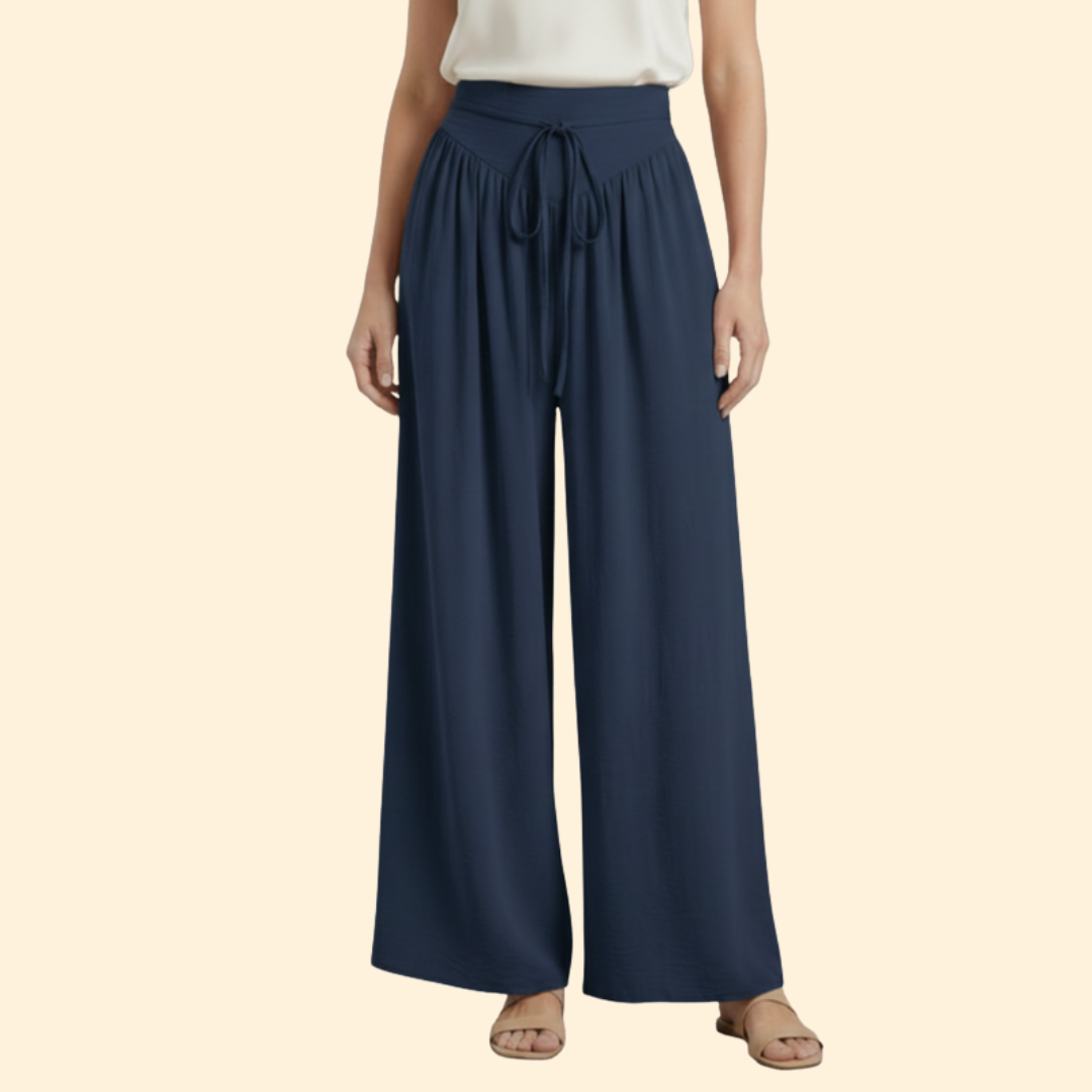 Women's Stylish Drawstring Wide-Leg Trousers