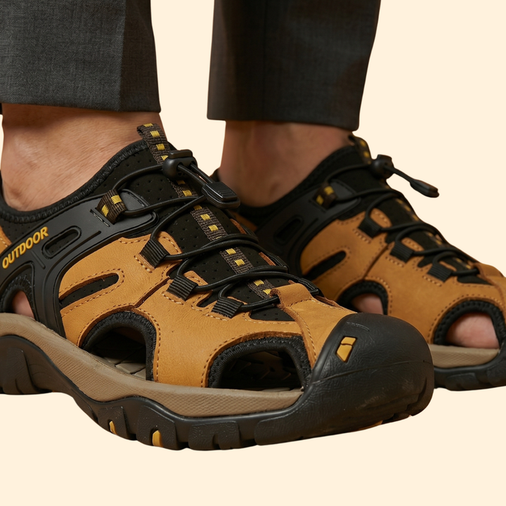 Men's Leather Closed-Toe Sandals