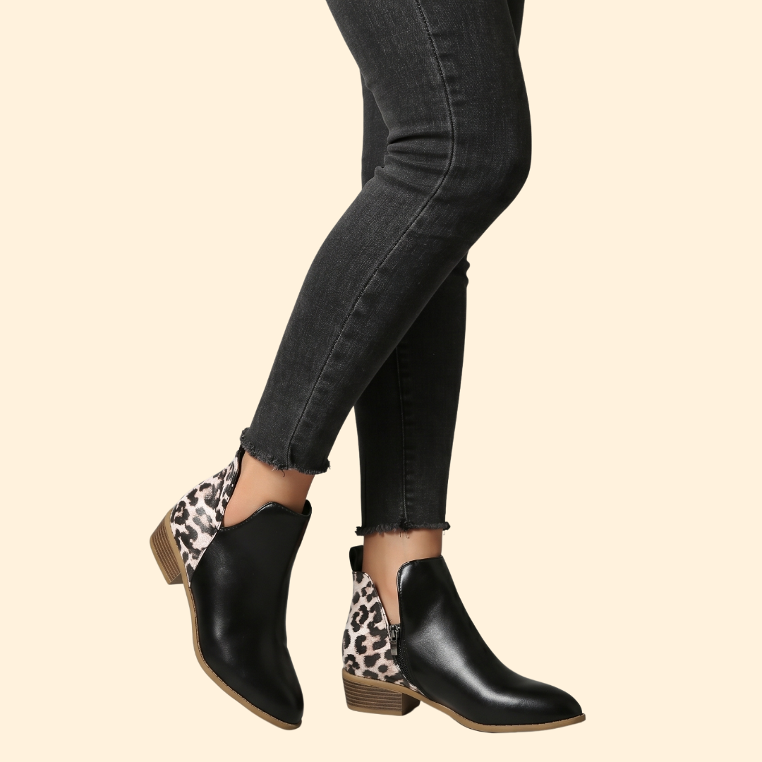 Women's Leather Low Heel Boots
