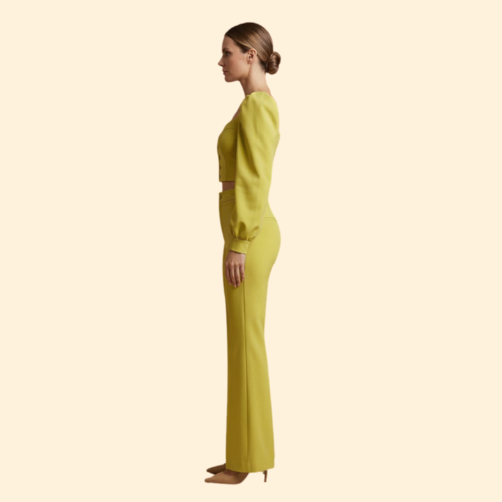 Women's Button-Up Crop Top & Pants Set