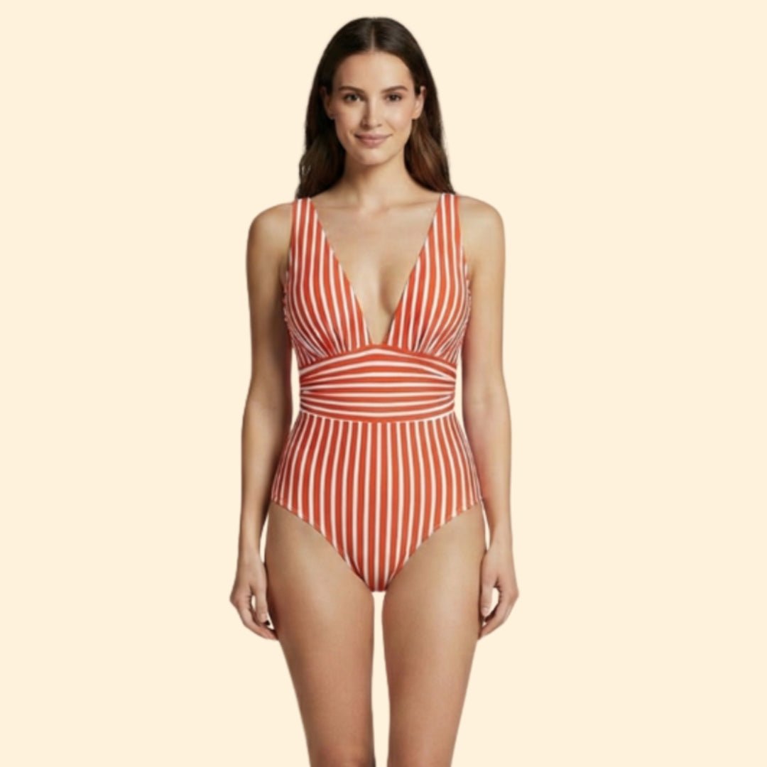 Women's Striped Wrap Swimsuit