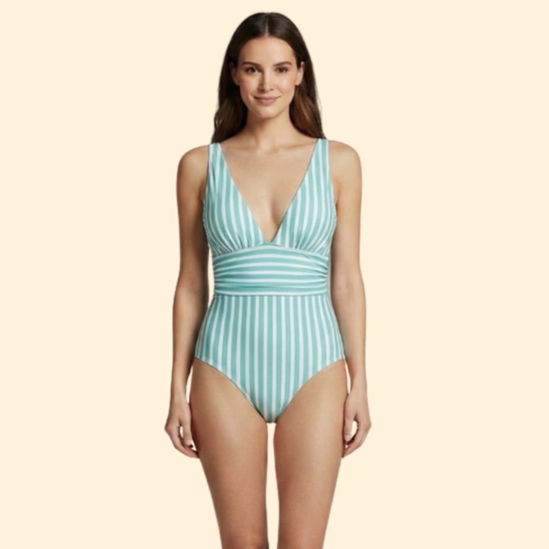 Women's Striped Wrap Swimsuit