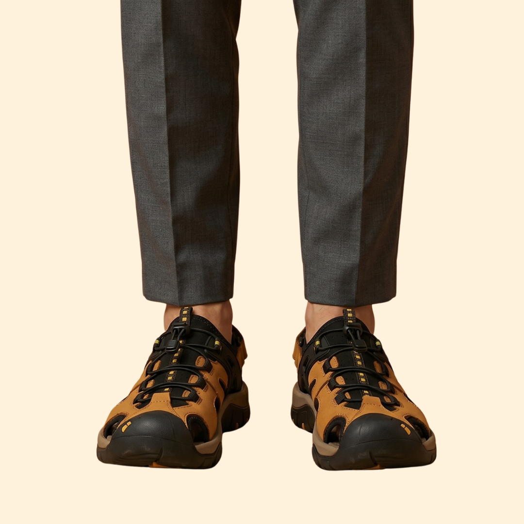 Men's Leather Closed-Toe Sandals