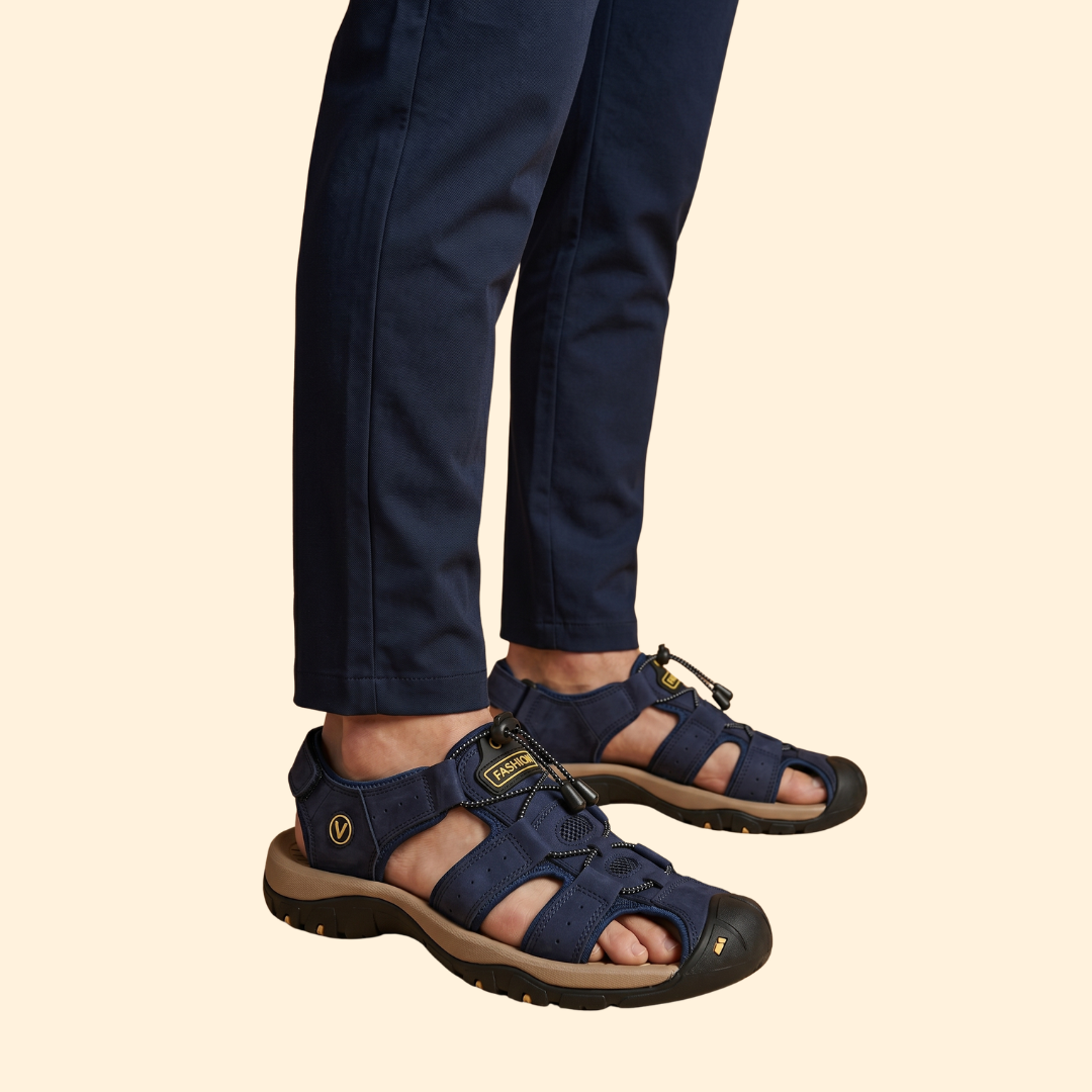 Men's Cowhide Closed Toe Sandals