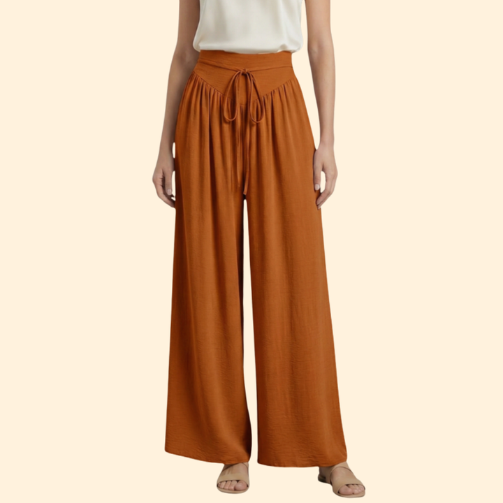 Women's Stylish Drawstring Wide-Leg Trousers