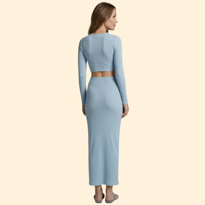 Women's Ribbed Crop Top & Maxi Set
