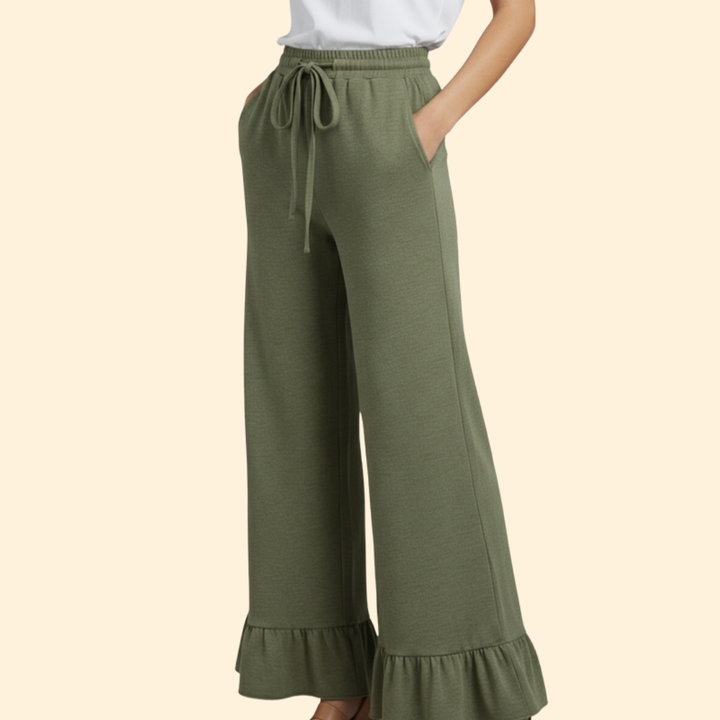 Women's Chic Ruffled Palazzo Trousers