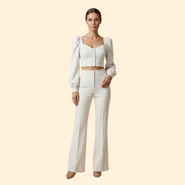 Women's Button-Up Crop Top & Pants Set