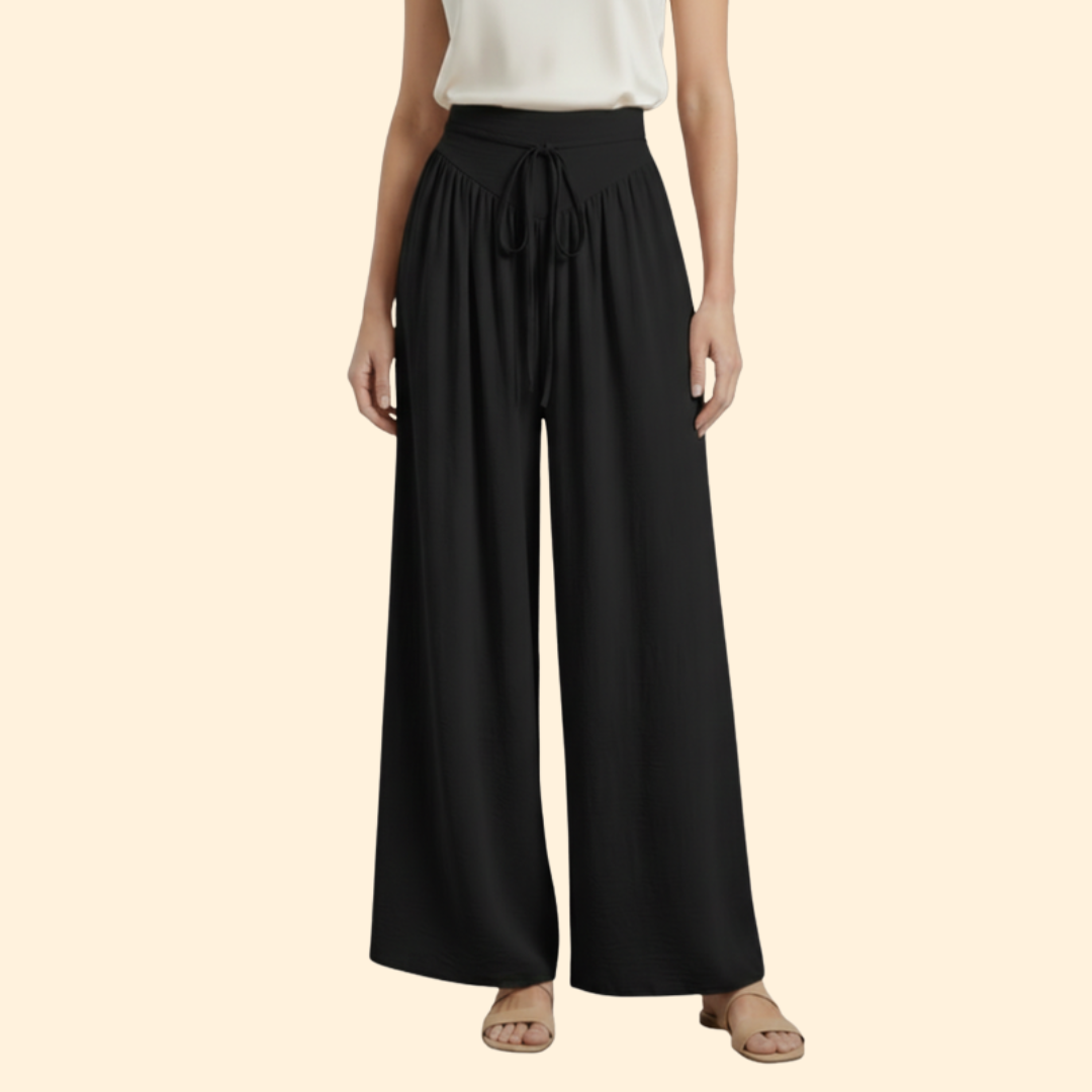 Women's Stylish Drawstring Wide-Leg Trousers