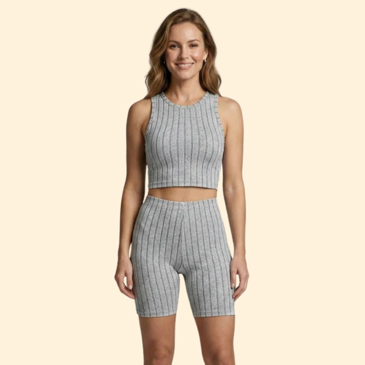 Women's Ribbed Crop Top & Shorts Set