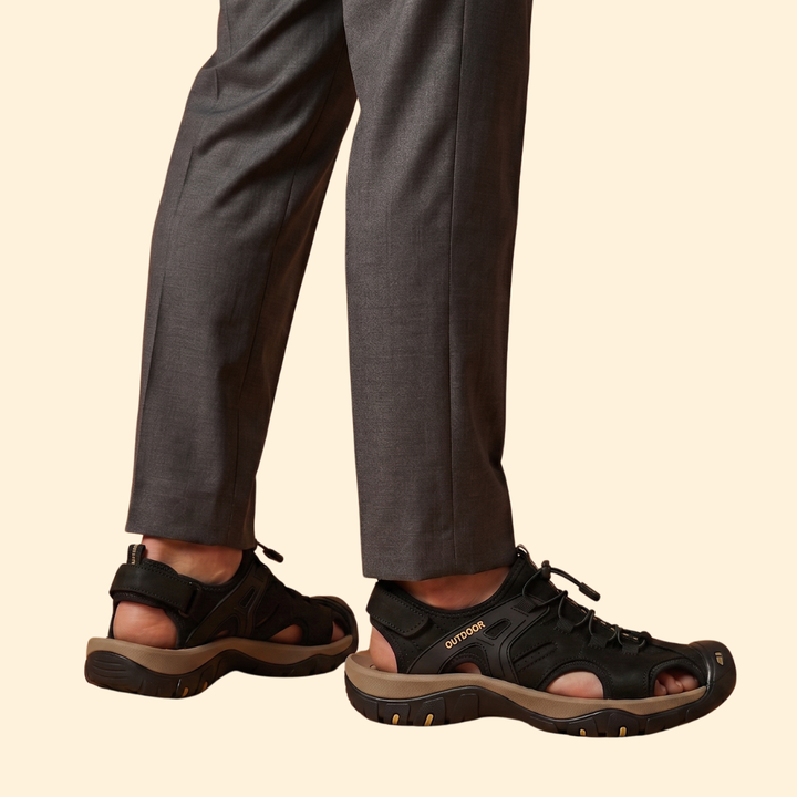 Men's Leather Closed-Toe Sandals