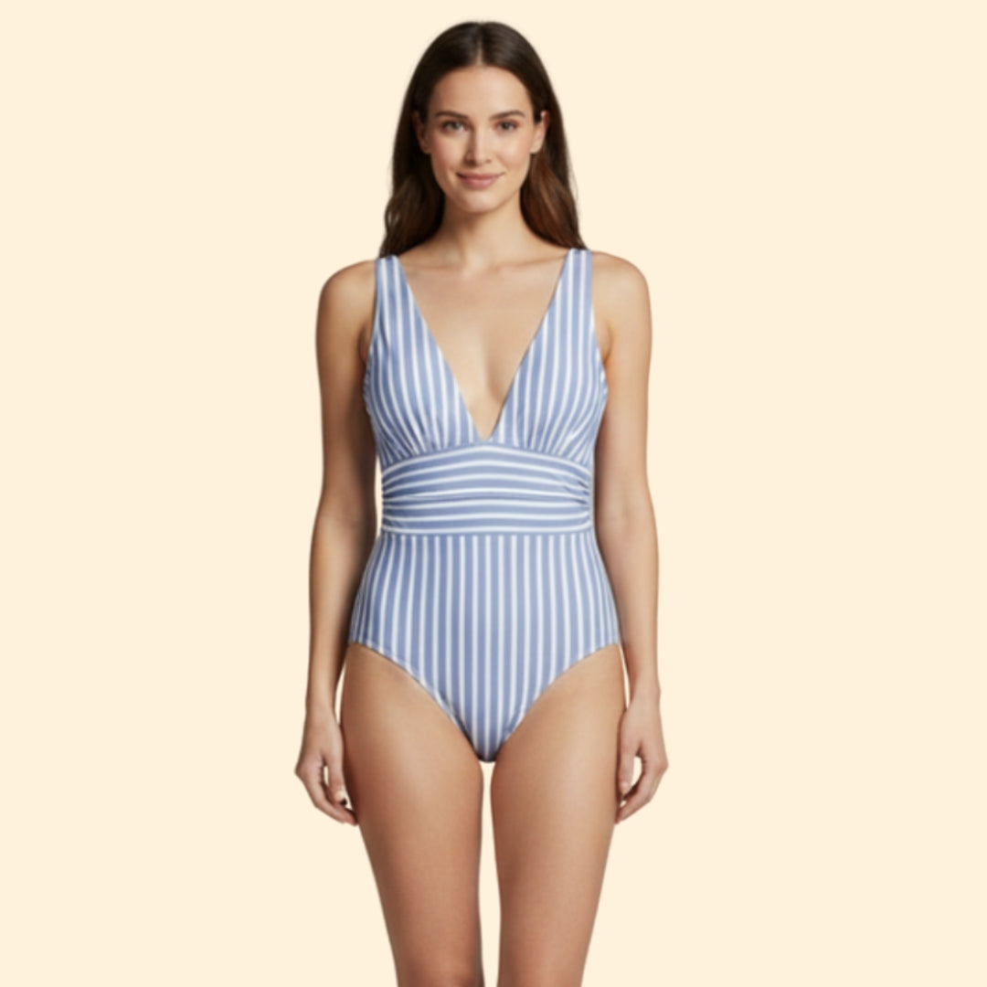 Women's Striped Wrap Swimsuit